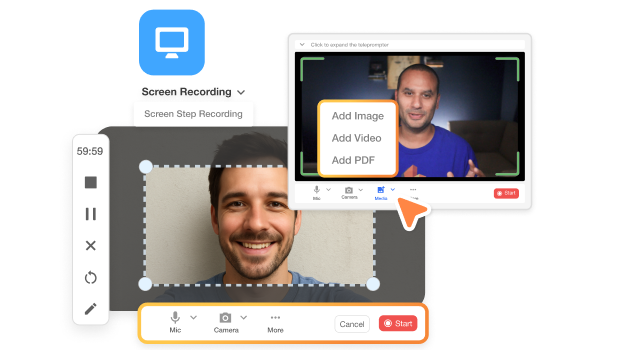 Record screen, webcam, or both in Visla to create release notes video creator updates with clear feature walkthroughs